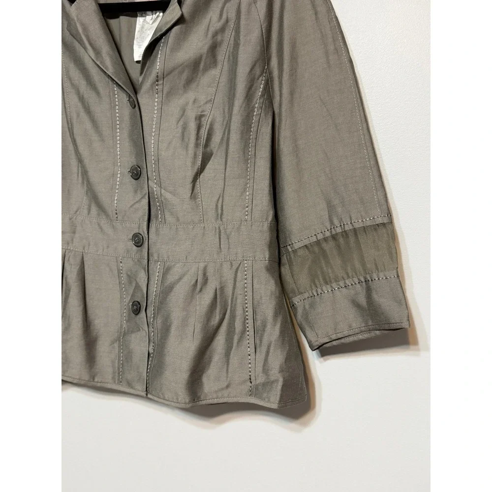 Apriori Minimalist Bamboo Linen Tailored Jacket Womens US 12 Modern Utility Chic - Picture 3 of 7